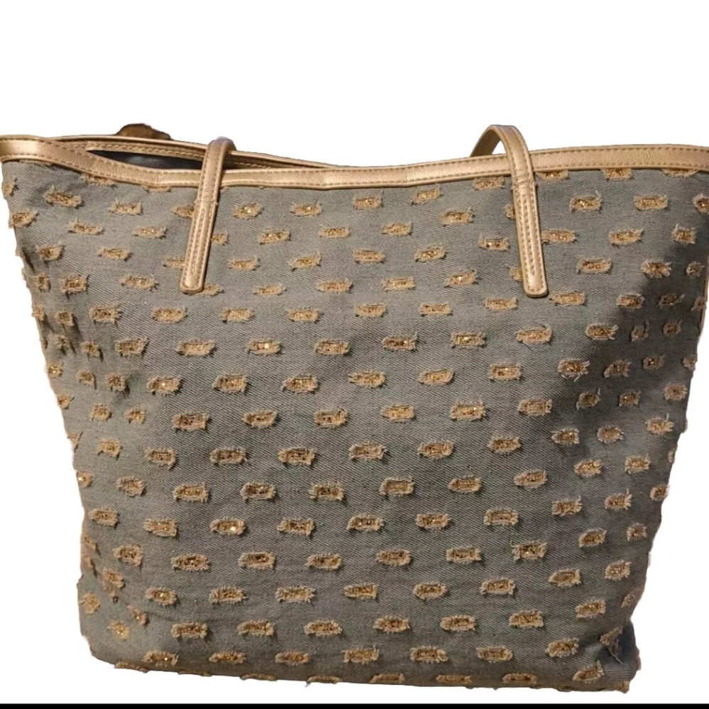 Libby Edelman Light Denim Blue/Gold Bali ToteBag With Matching Wristlet EUC - Picture 3 of 12